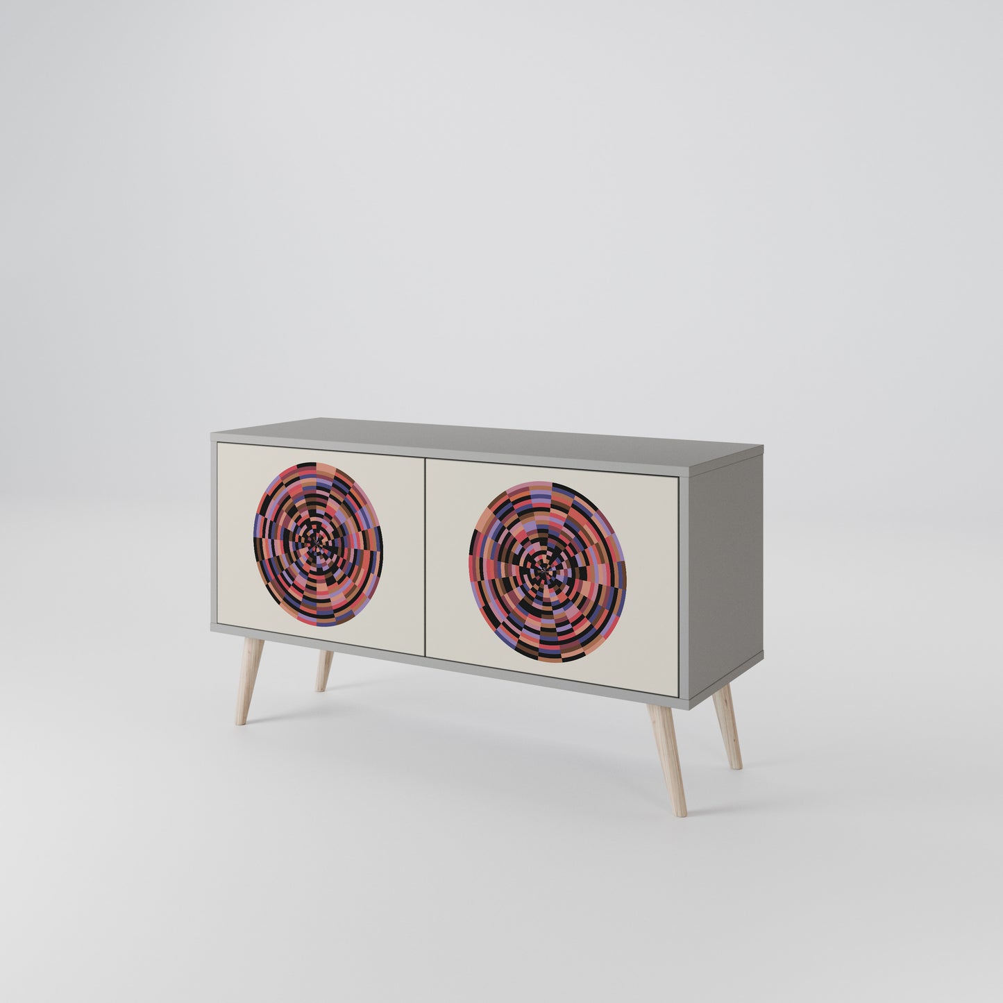 BROWN CIRCLES Compact 2-Door TV Cabinet