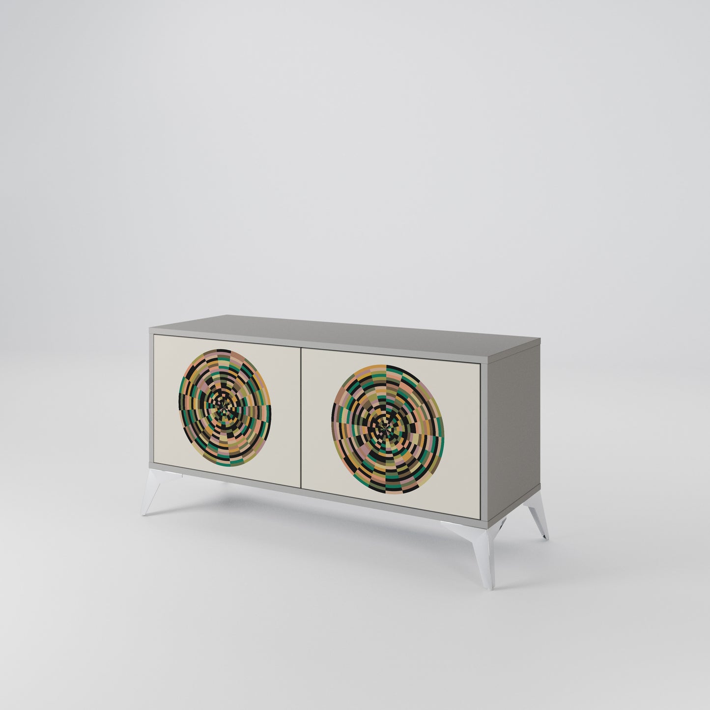 GREEN CIRCLES Compact 2-Door TV Cabinet
