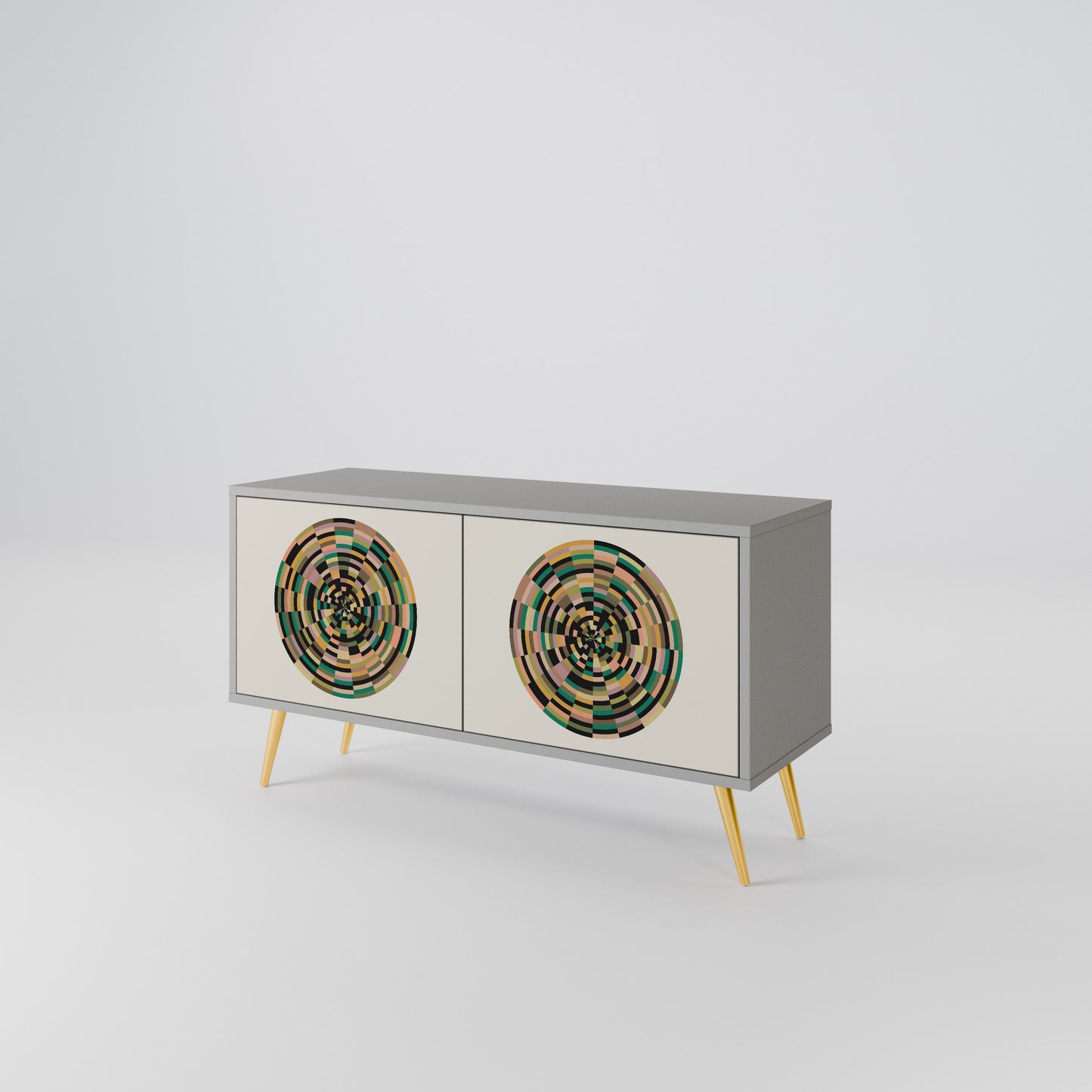 GREEN CIRCLES Compact 2-Door TV Cabinet