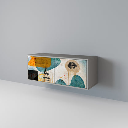 ABSTRACT FACES Mobile TV Compatto a 2 Ante