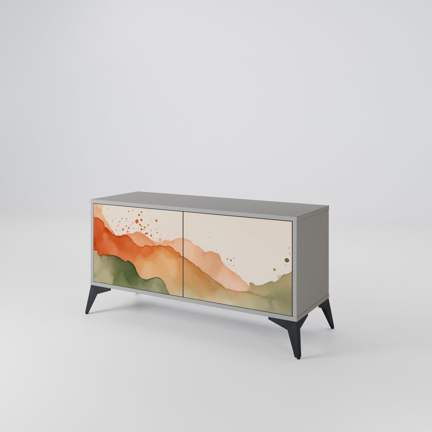 WATERCOLOUR PEAKS Compact 2-Door TV Cabinet