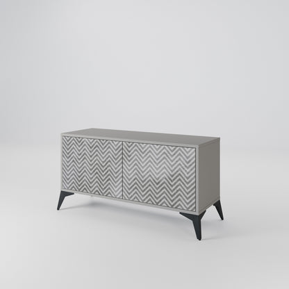 CONCRETE ZIG ZAG Mobile TV Compatto a 2 Ante