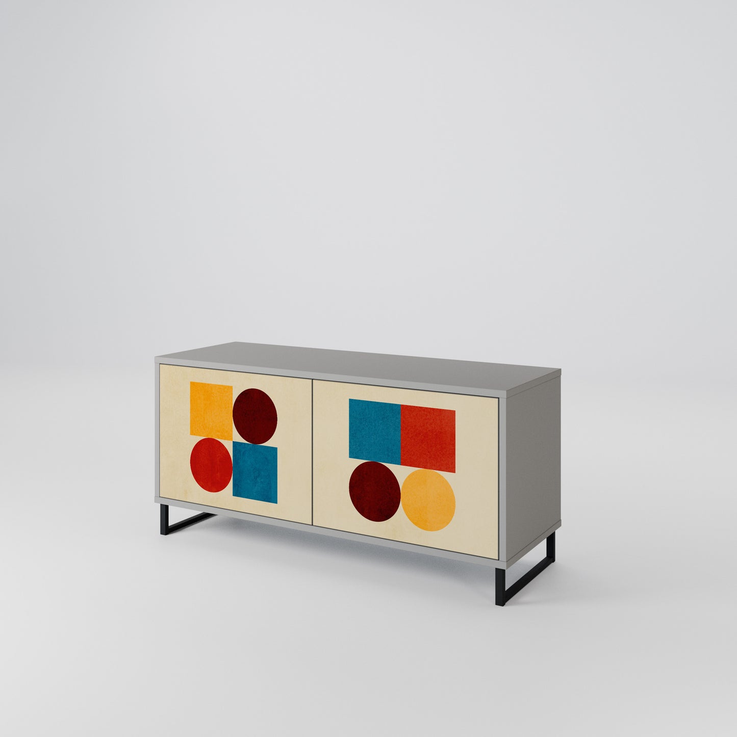 GEOMETRIC PUZZLE Compact 2-Door TV Cabinet
