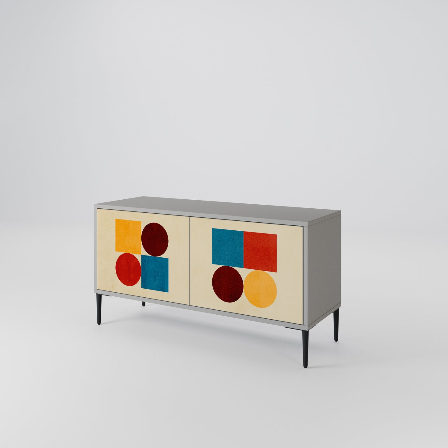 GEOMETRIC PUZZLE Compact 2-Door TV Cabinet