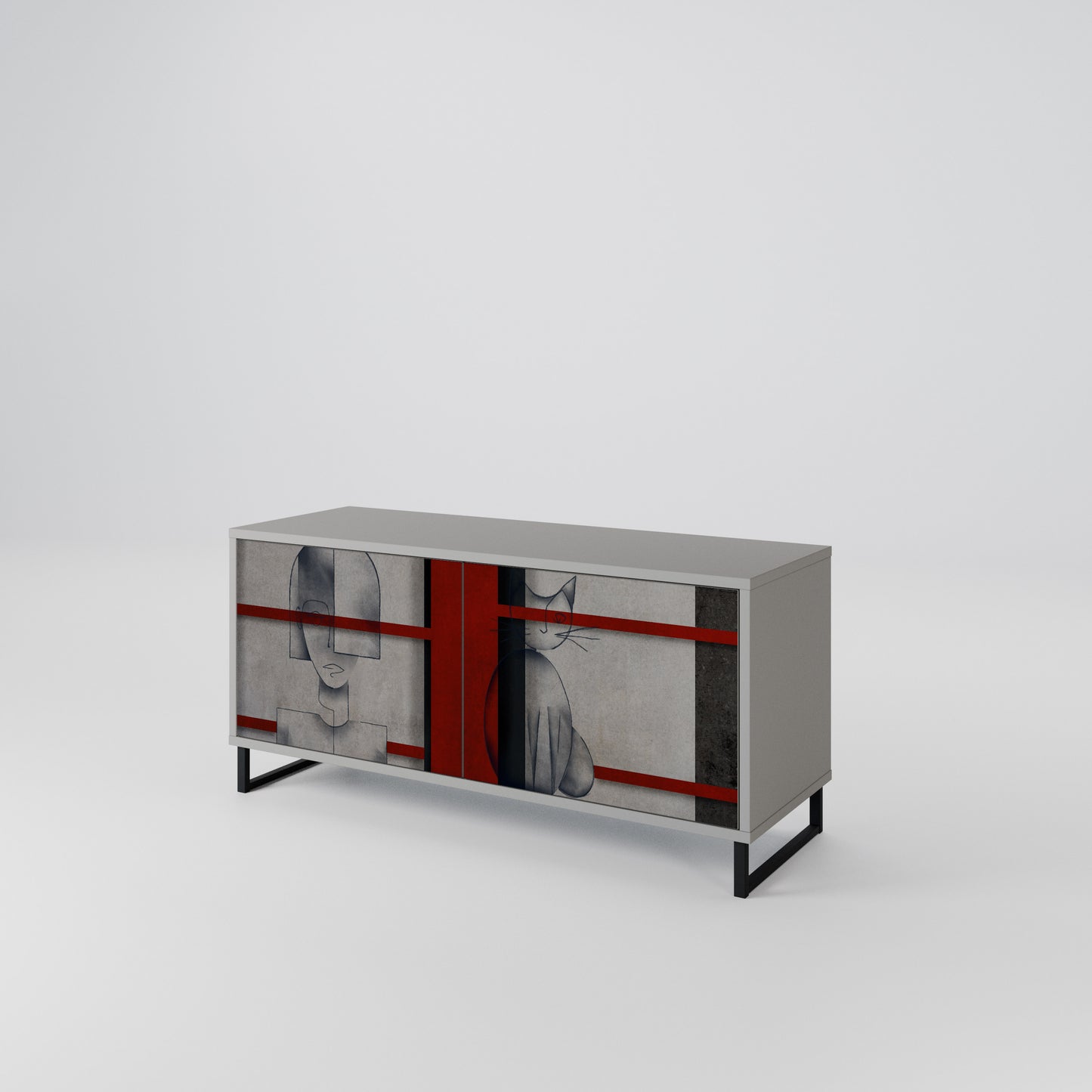 GRAY FIGURES Compact 2-Door TV Cabinet