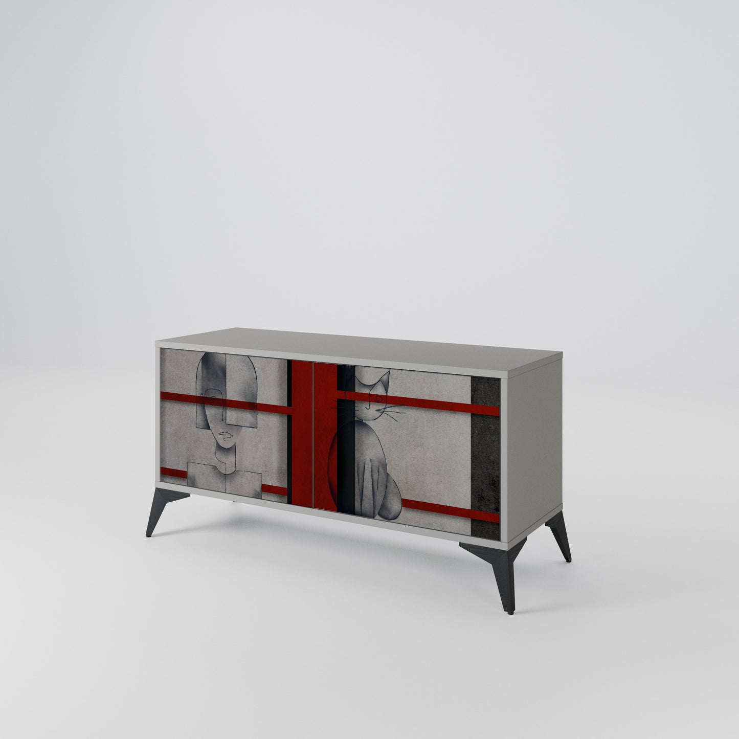 GRAY FIGURES Compact 2-Door TV Cabinet