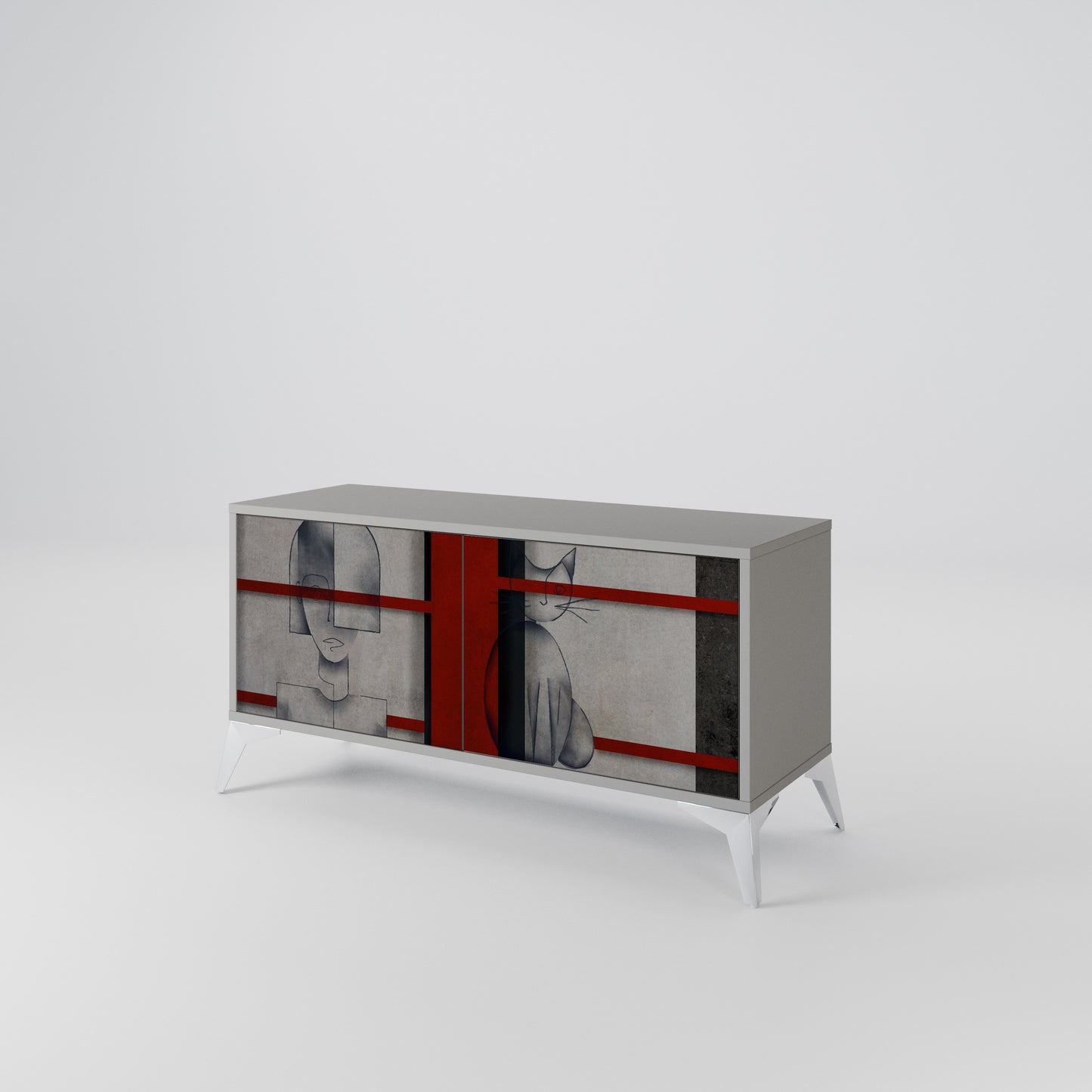 GRAY FIGURES Compact 2-Door TV Cabinet