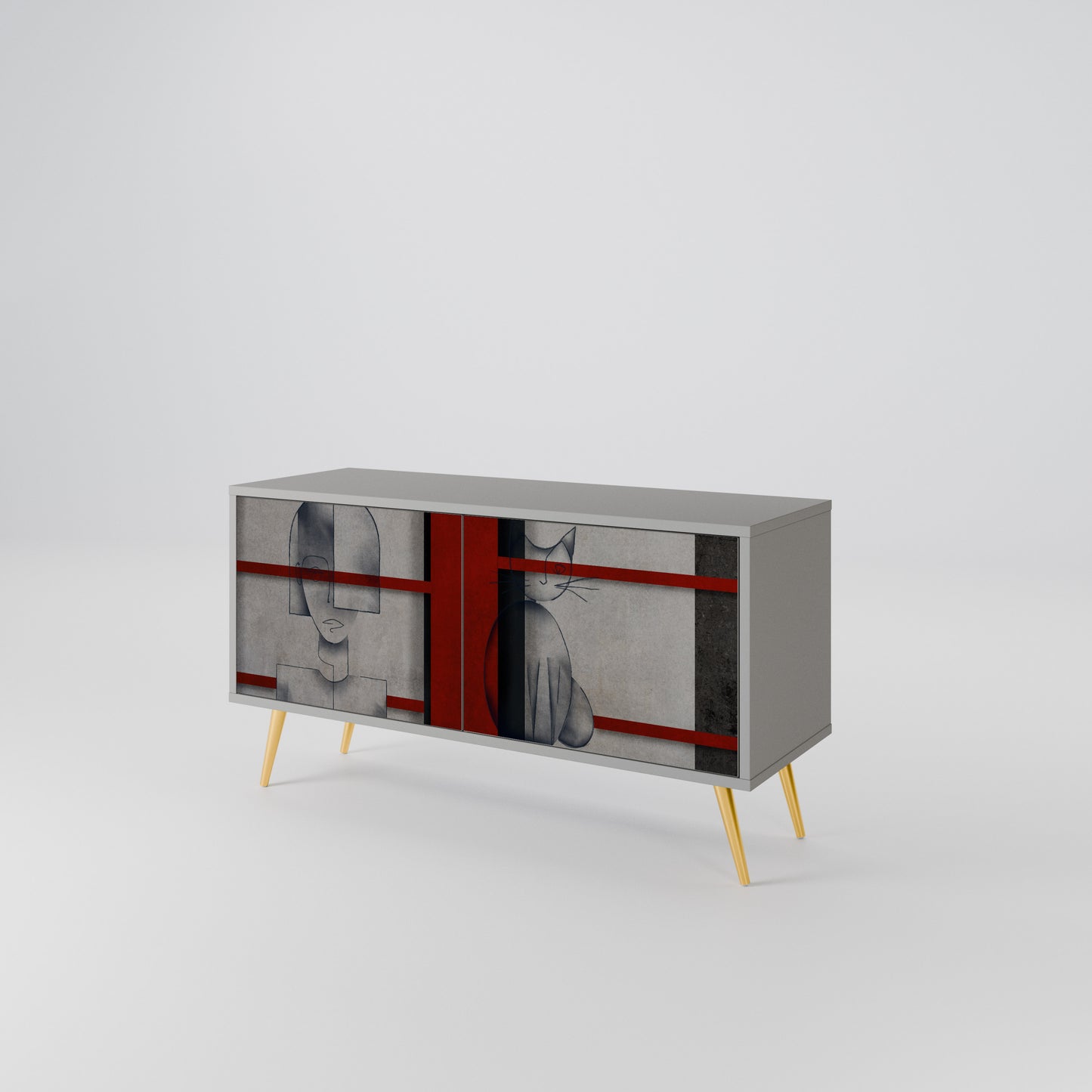 GRAY FIGURES Compact 2-Door TV Cabinet