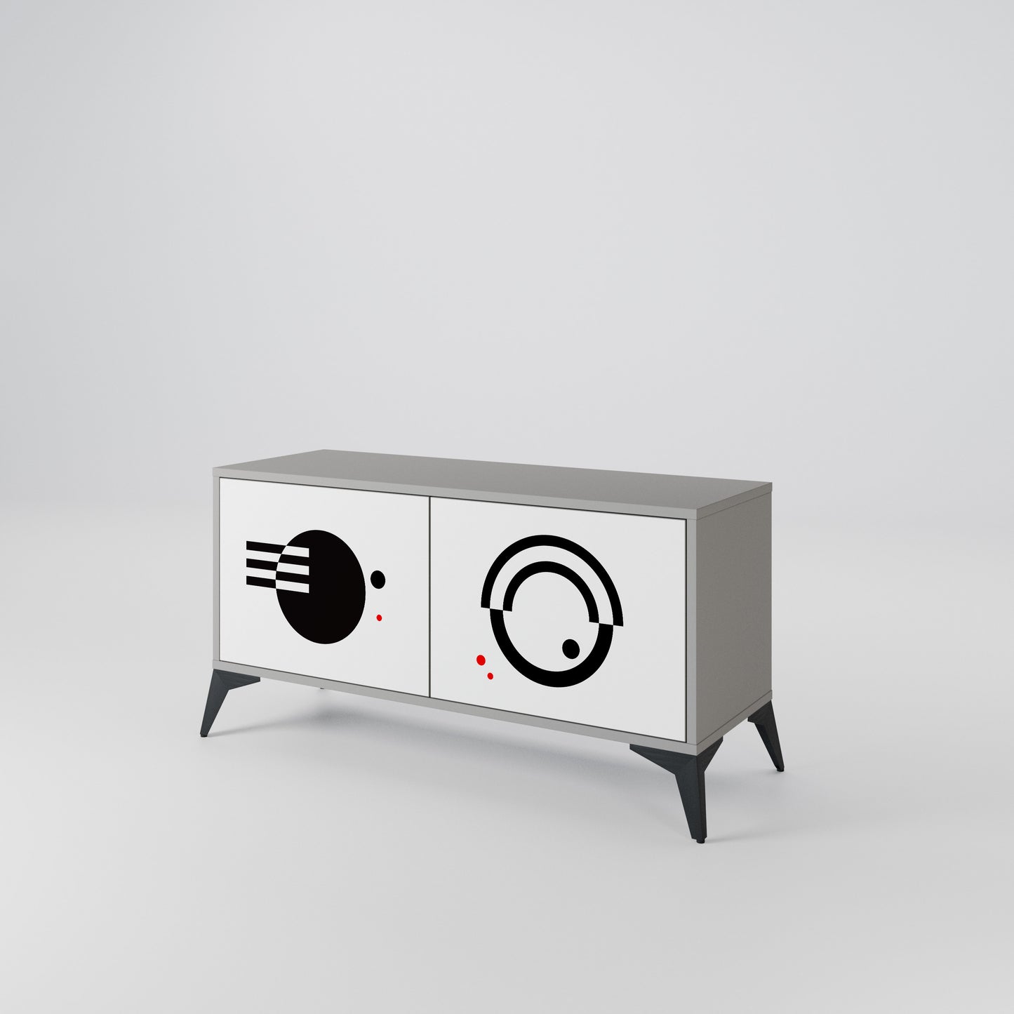 BLACK AND WHITE COMBINATION Compact 2-Door TV Cabinet