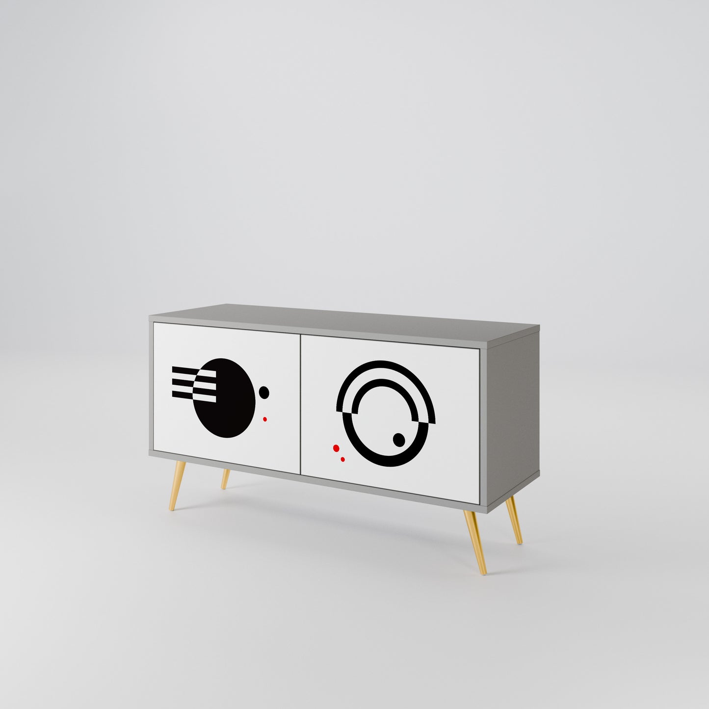 BLACK AND WHITE COMBINATION Compact 2-Door TV Cabinet