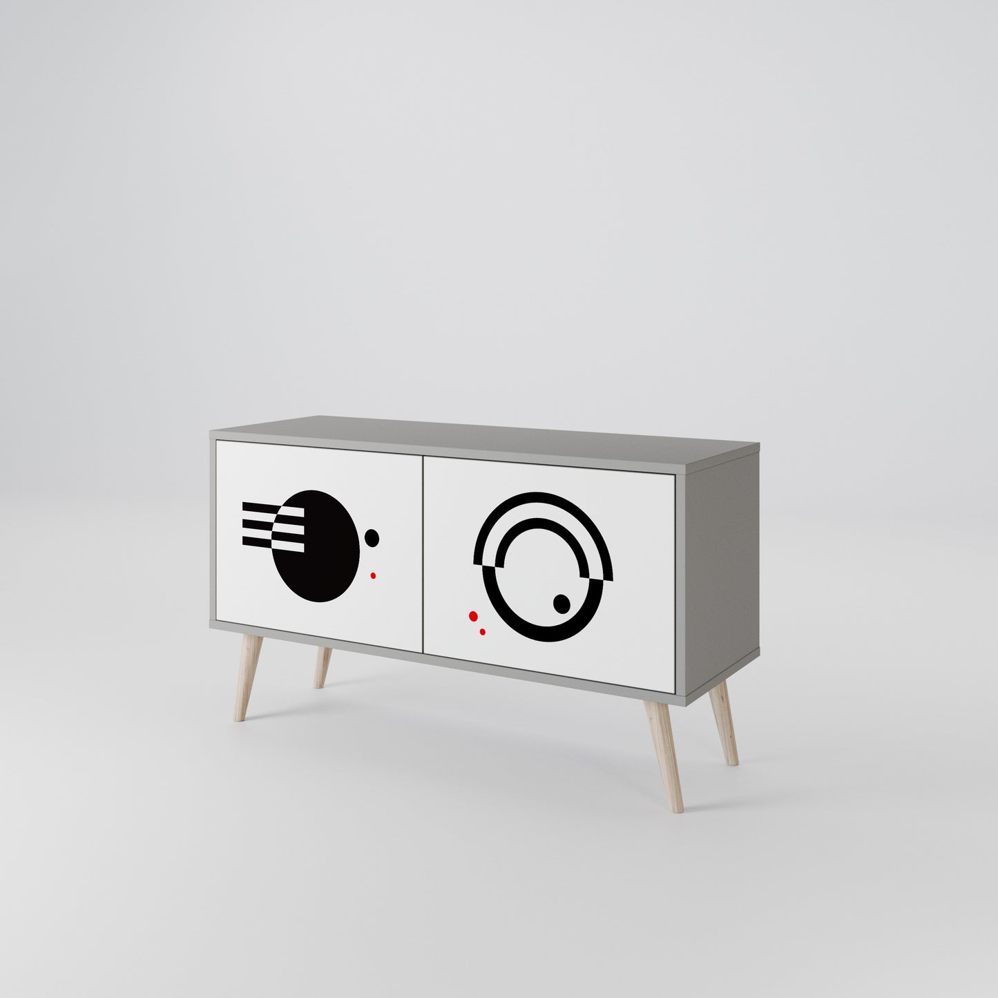 BLACK AND WHITE COMBINATION Compact 2-Door TV Cabinet