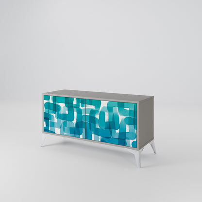 TURQUOISE RECTANGLES Mobile TV Compatto a 2 Ante