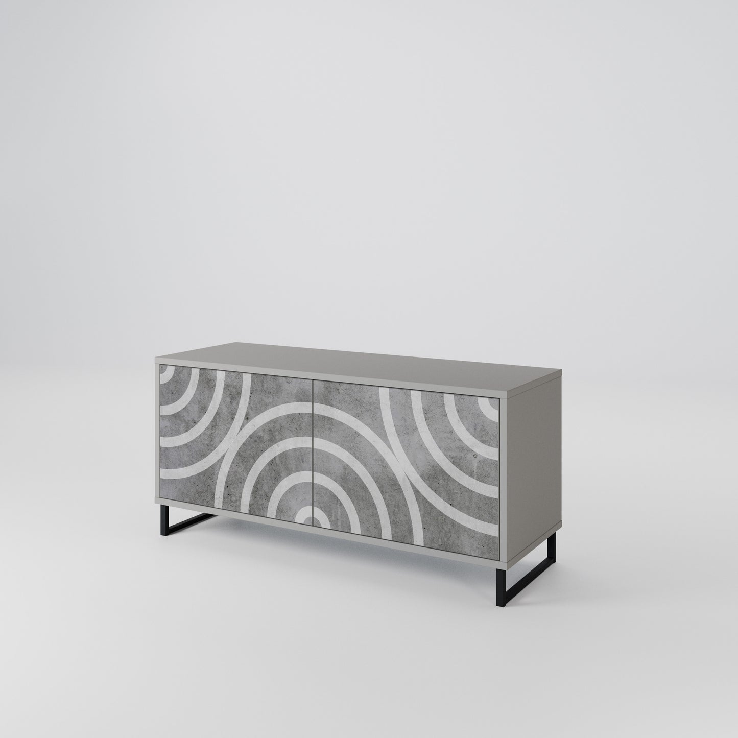 CIRCLE CONCRETE Mobile TV Compatto a 2 Ante