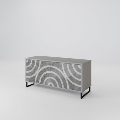 CIRCLE CONCRETE Mobile TV Compatto a 2 Ante