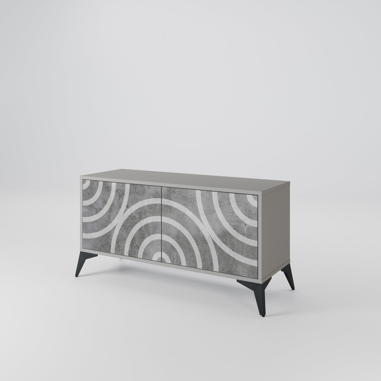 CIRCLE CONCRETE Mobile TV Compatto a 2 Ante