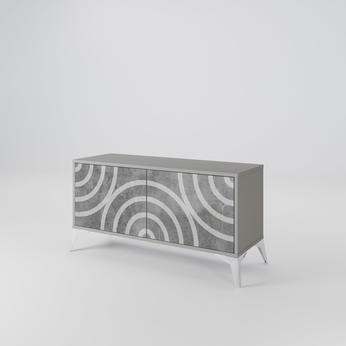 CIRCLE CONCRETE Mobile TV Compatto a 2 Ante