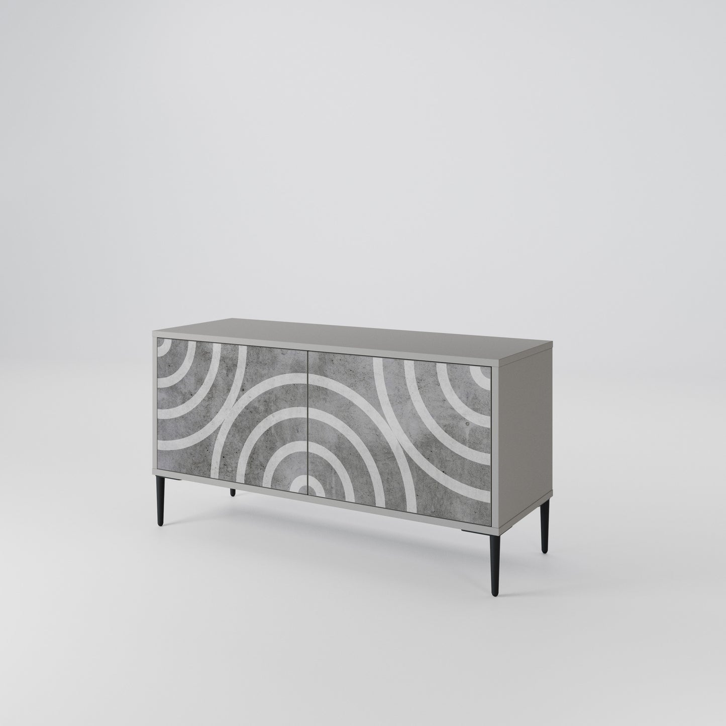 CIRCLE CONCRETE Mobile TV Compatto a 2 Ante