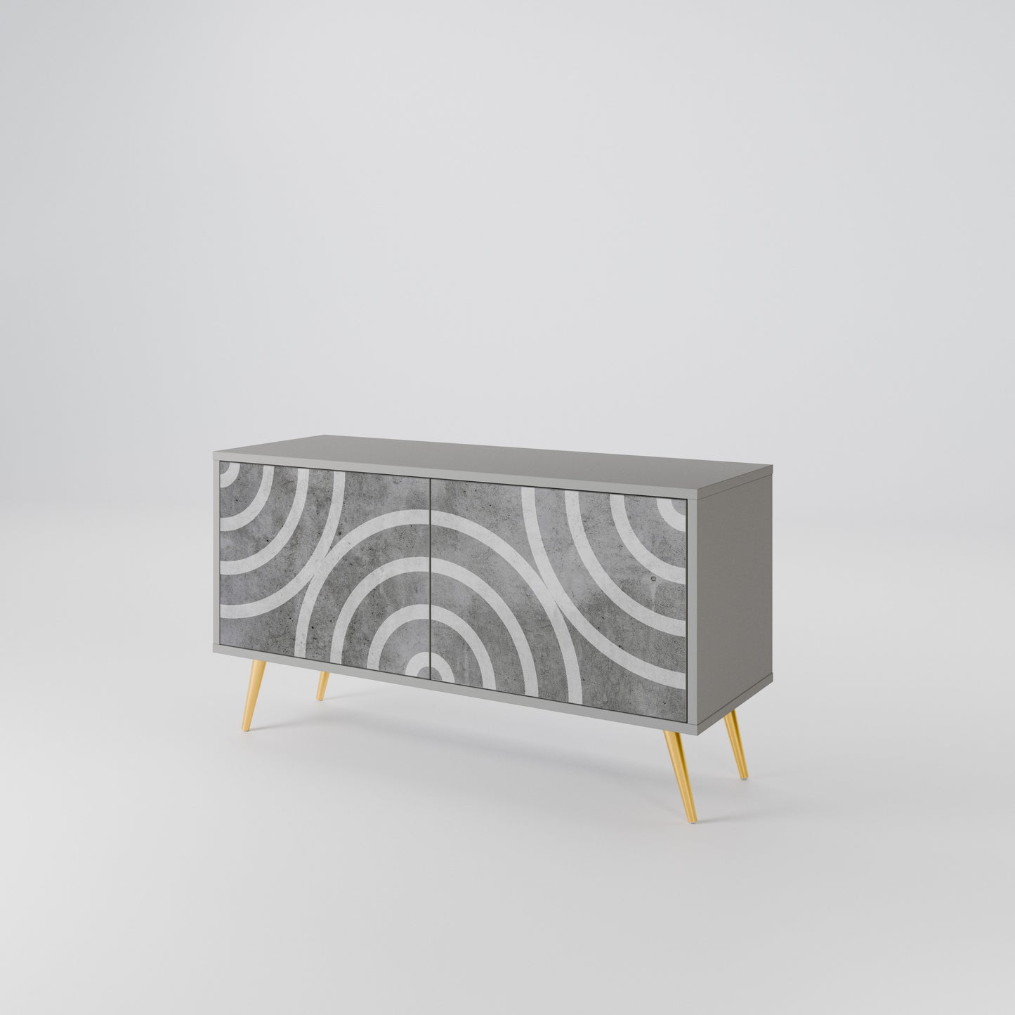 CIRCLE CONCRETE Mobile TV Compatto a 2 Ante