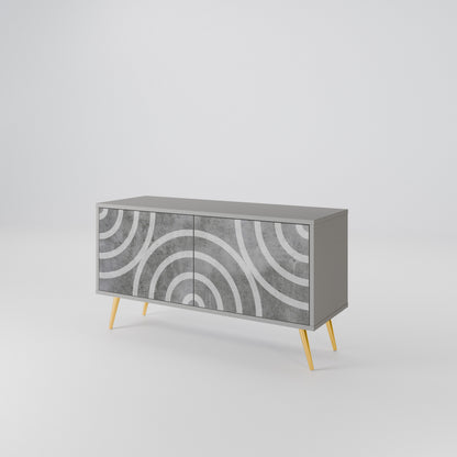 CIRCLE CONCRETE Mobile TV Compatto a 2 Ante
