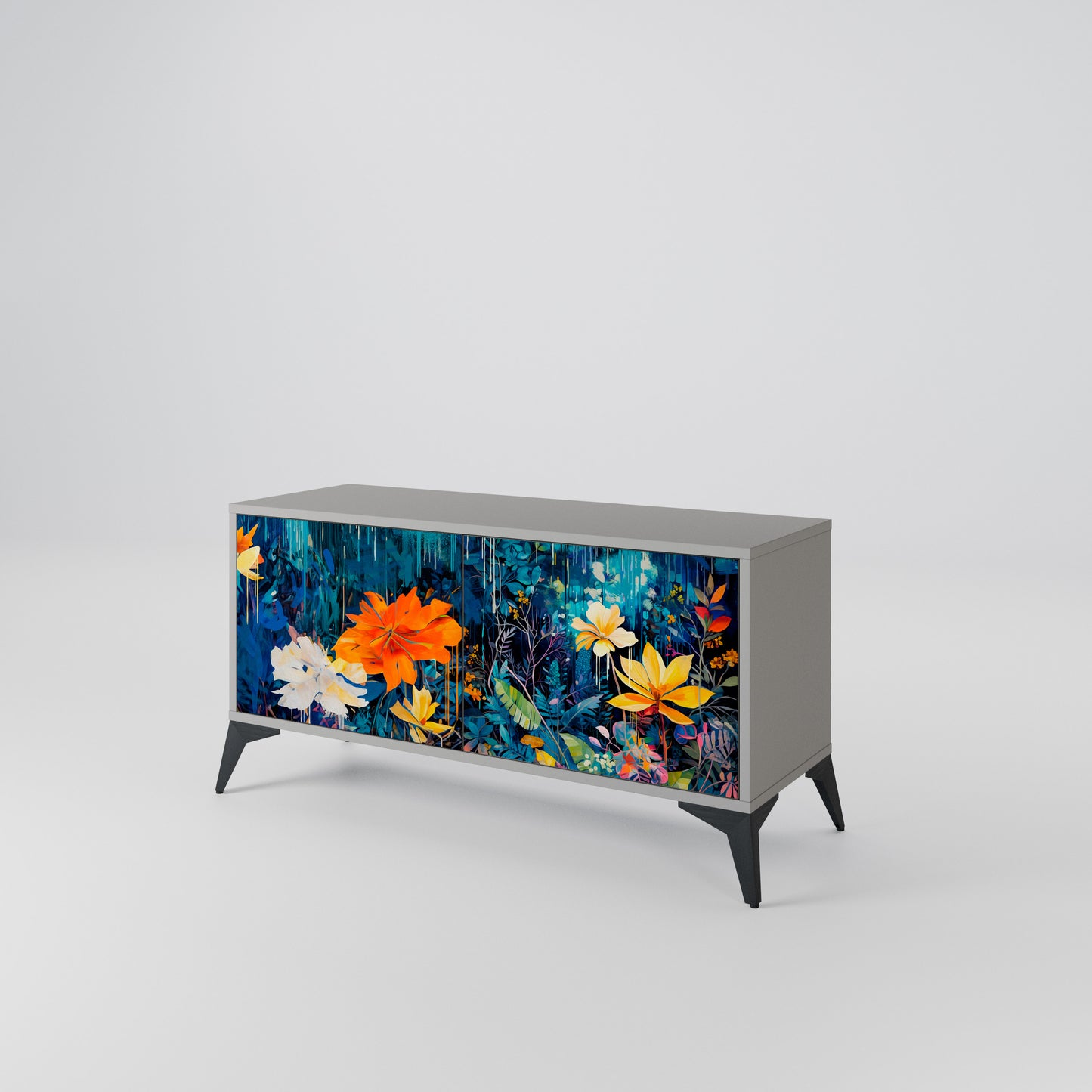 MIDNIGHT BLOSSOM Compact 2-Door TV Cabinet