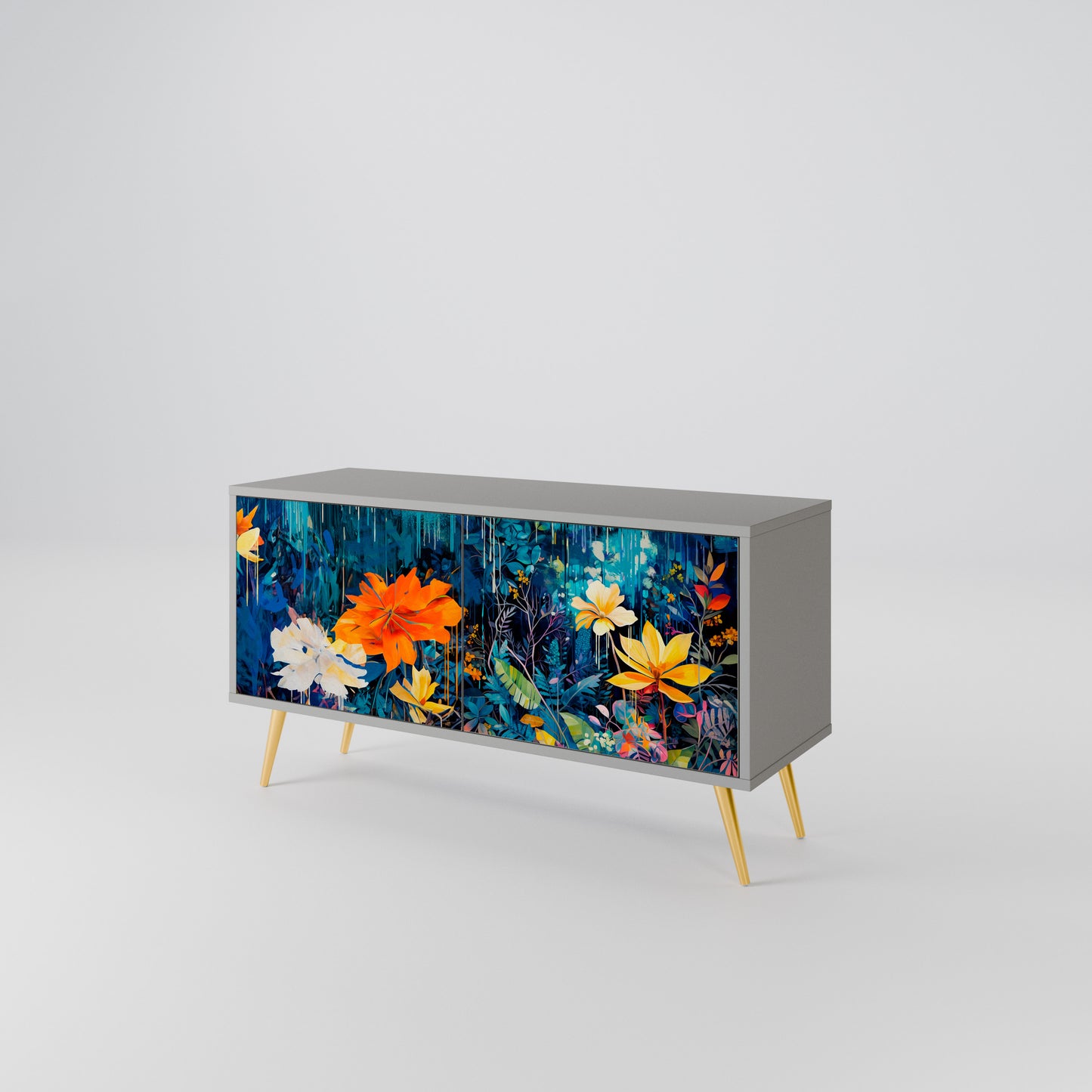 MIDNIGHT BLOSSOM Compact 2-Door TV Cabinet