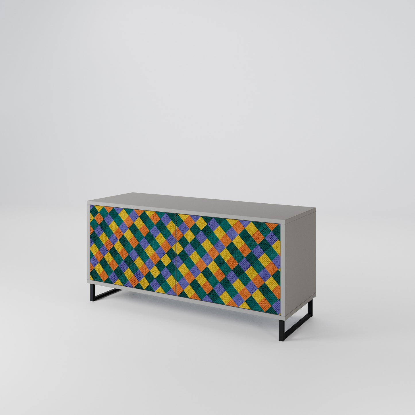 PAINTED SQUARES MIX Compact 2-Door TV Cabinet