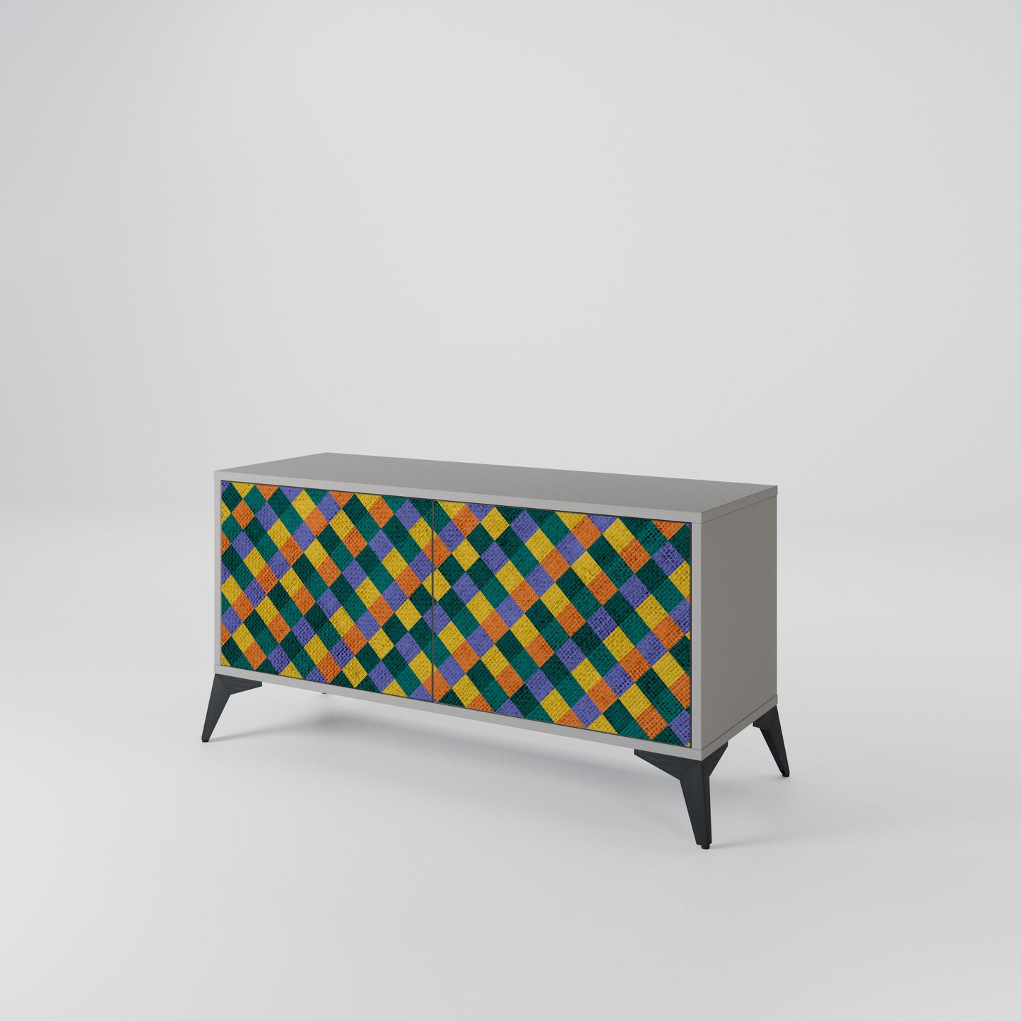 PAINTED SQUARES MIX Compact 2-Door TV Cabinet