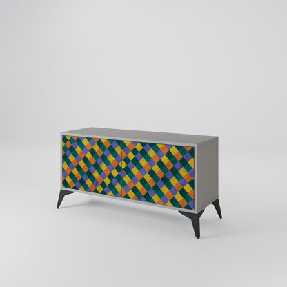 PAINTED SQUARES MIX Compact 2-Door TV Cabinet