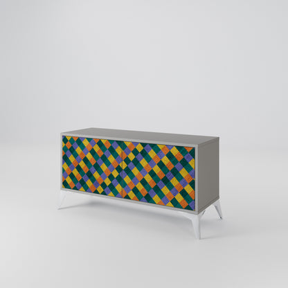 PAINTED SQUARES MIX Compact 2-Door TV Cabinet