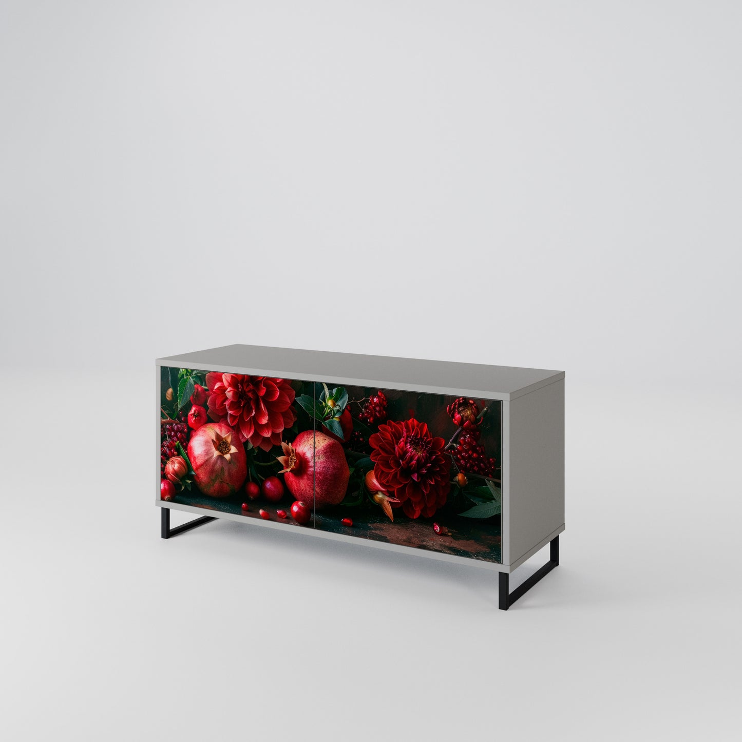 DAHLIAS AND POMEGRANATES Compact 2-Door TV Cabinet