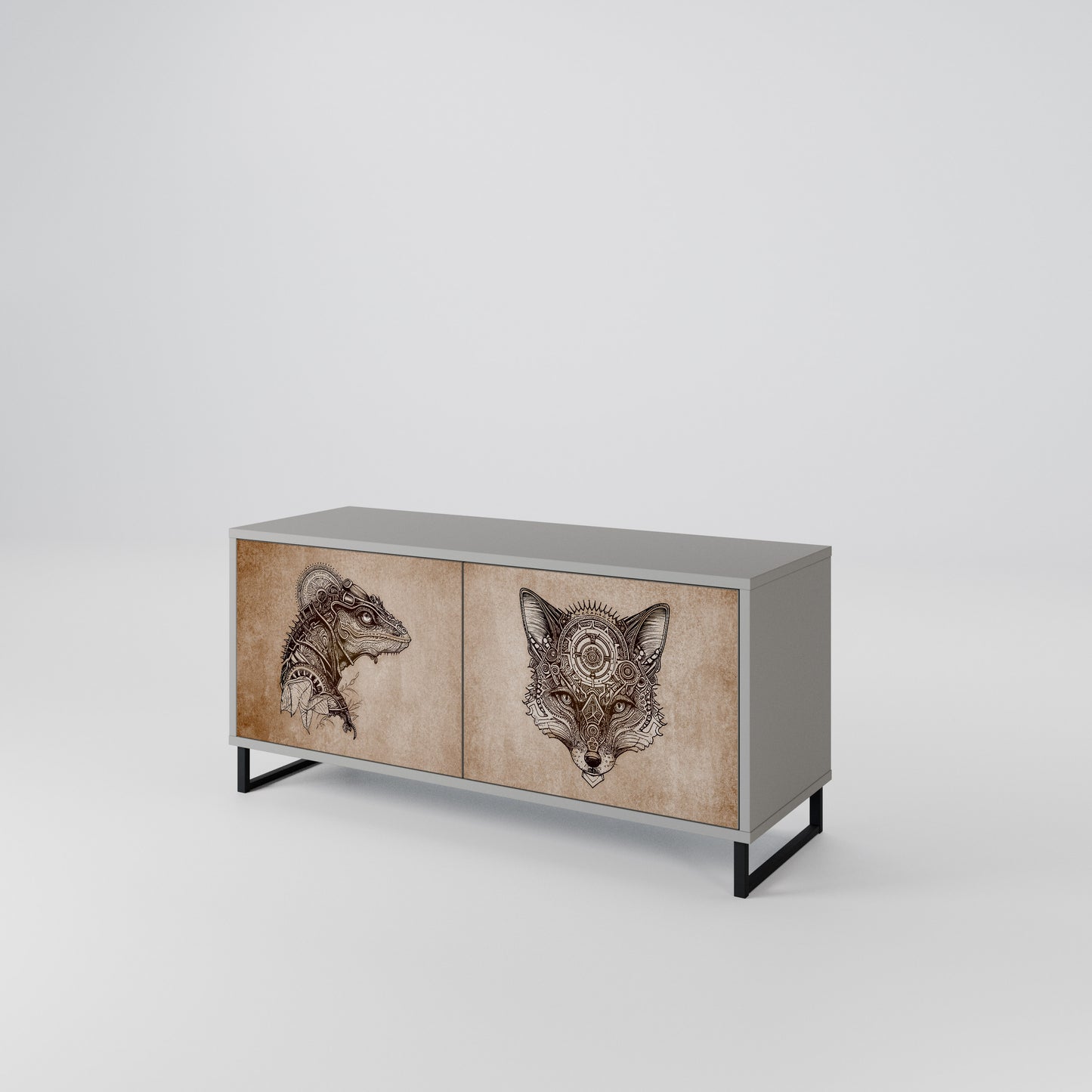 STEAMPUNK CLAN Compact 2-Door TV Cabinet