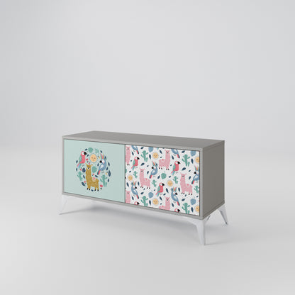 COLORFUL ALPACAS Compact 2-Door TV Cabinet