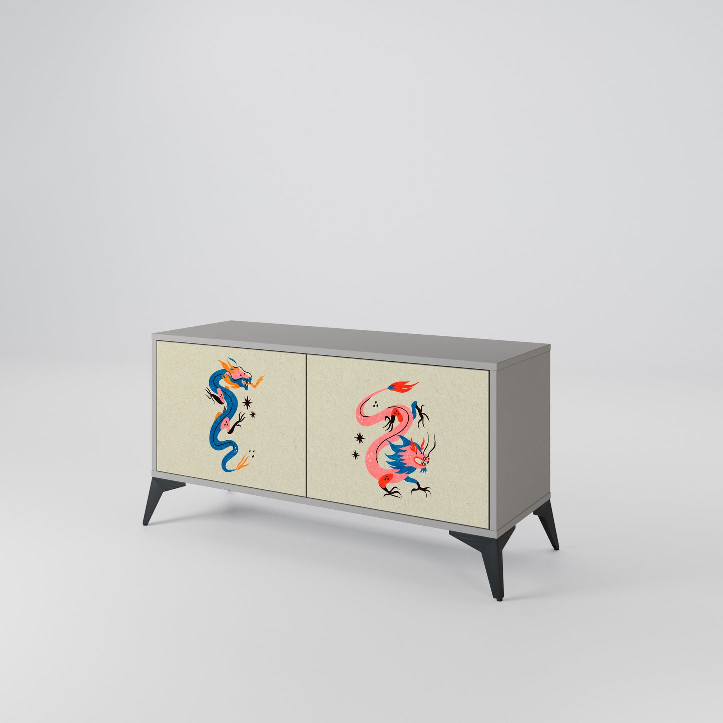 MYTHOLOGICAL CREATURES Compact 2-Door TV Cabinet