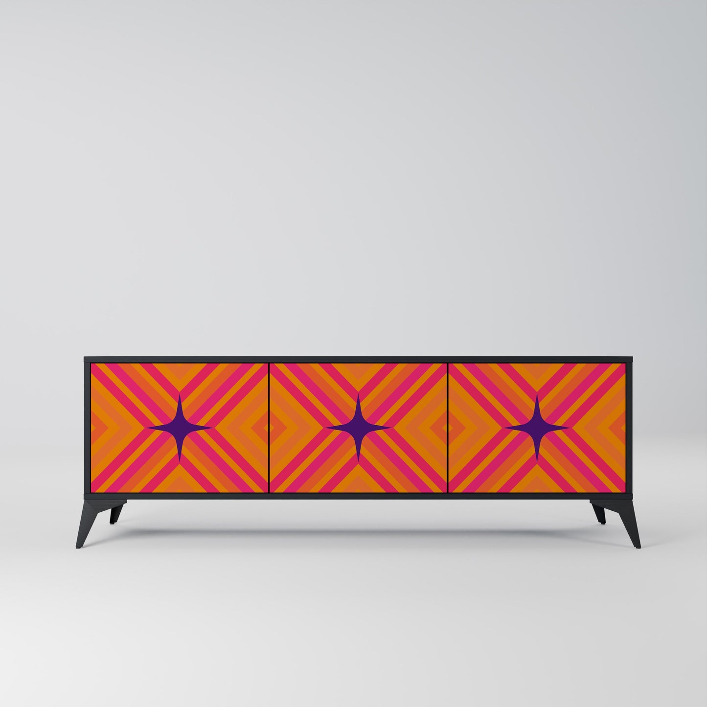Mobile TV GEOMETRIC BRILLIANCE a 3 ante in finitura nera