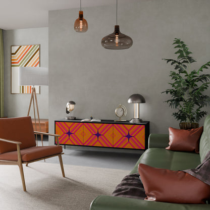Mobile TV GEOMETRIC BRILLIANCE a 3 ante in finitura nera