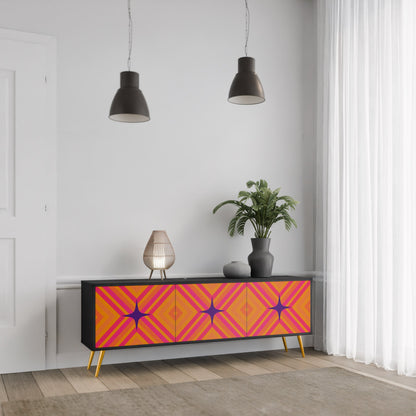 Mobile TV GEOMETRIC BRILLIANCE a 3 ante in finitura nera