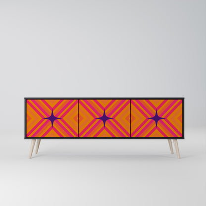 Mobile TV GEOMETRIC BRILLIANCE a 3 ante in finitura nera