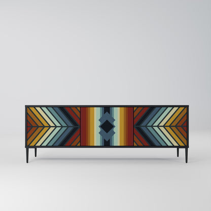 INDIGENOUS ZIGZAG 3-Door TV Stand in Black Finish
