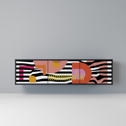 Mobile TV a 3 ante CHROMATIC ABSTRACT in finitura nera