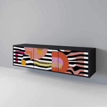 Mobile TV a 3 ante CHROMATIC ABSTRACT in finitura nera