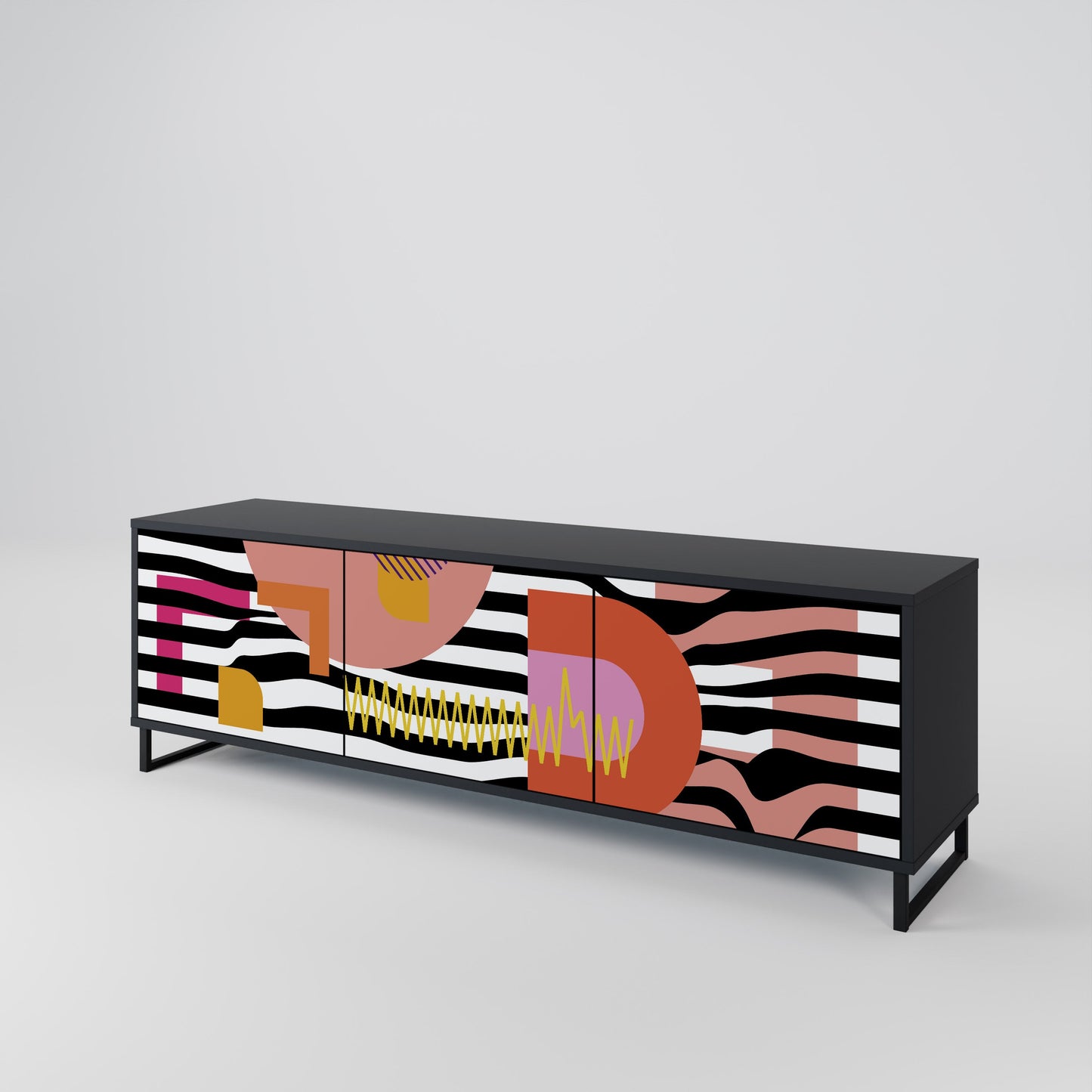 Mobile TV a 3 ante CHROMATIC ABSTRACT in finitura nera