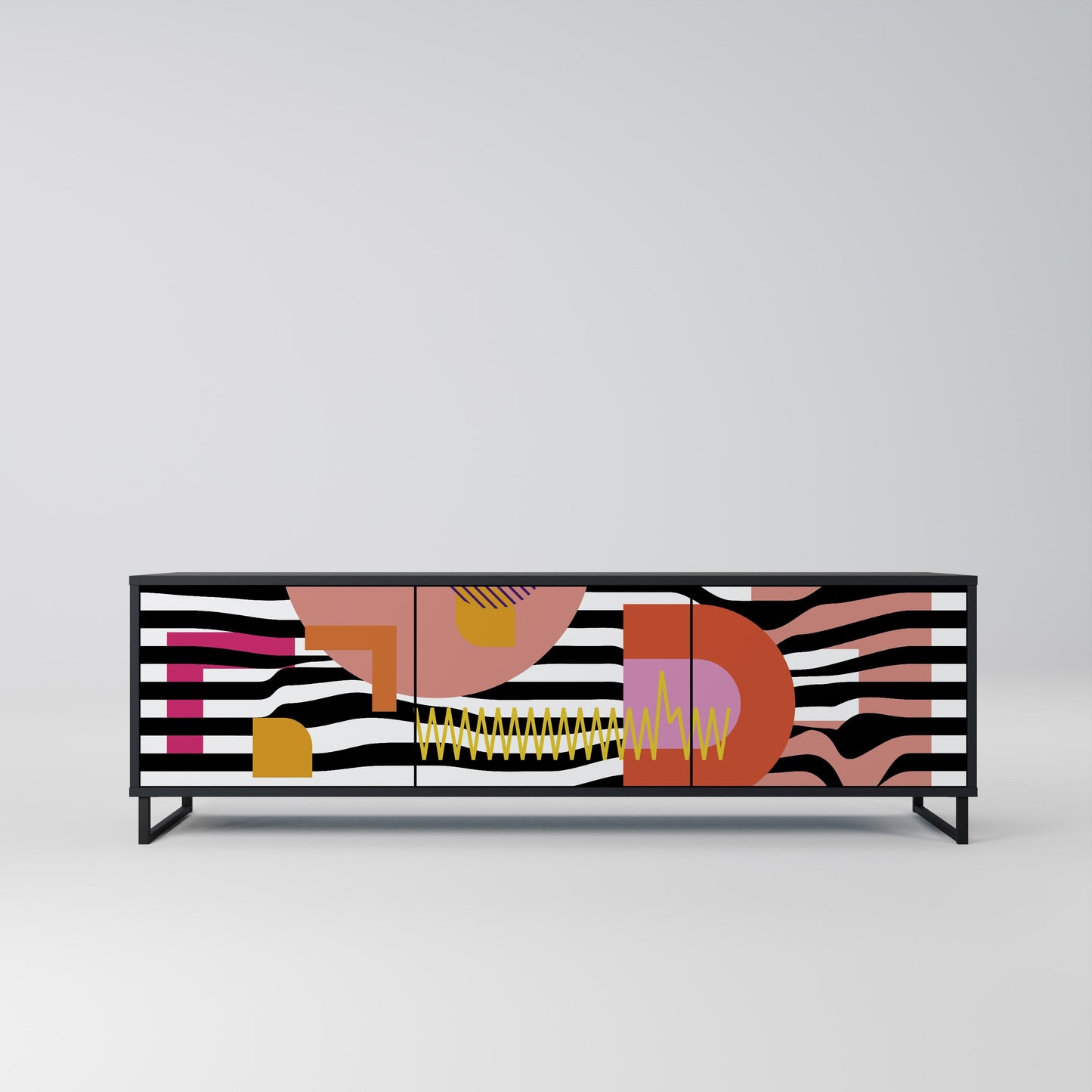 Mobile TV a 3 ante CHROMATIC ABSTRACT in finitura nera