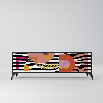 Mobile TV a 3 ante CHROMATIC ABSTRACT in finitura nera
