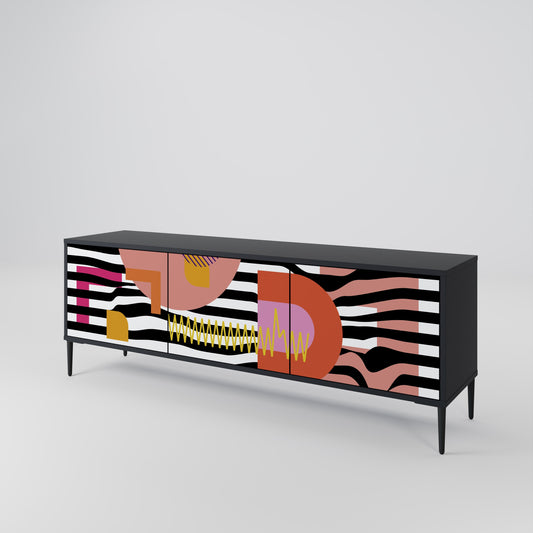 Mobile TV a 3 ante CHROMATIC ABSTRACT in finitura nera