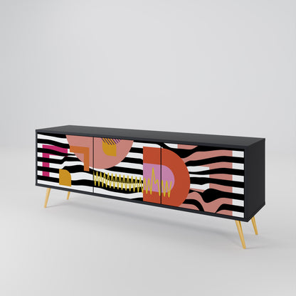 Mobile TV a 3 ante CHROMATIC ABSTRACT in finitura nera