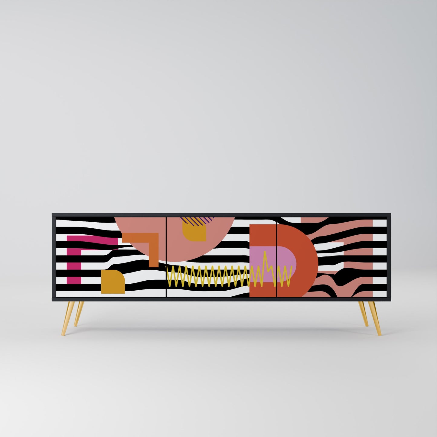 Mobile TV a 3 ante CHROMATIC ABSTRACT in finitura nera