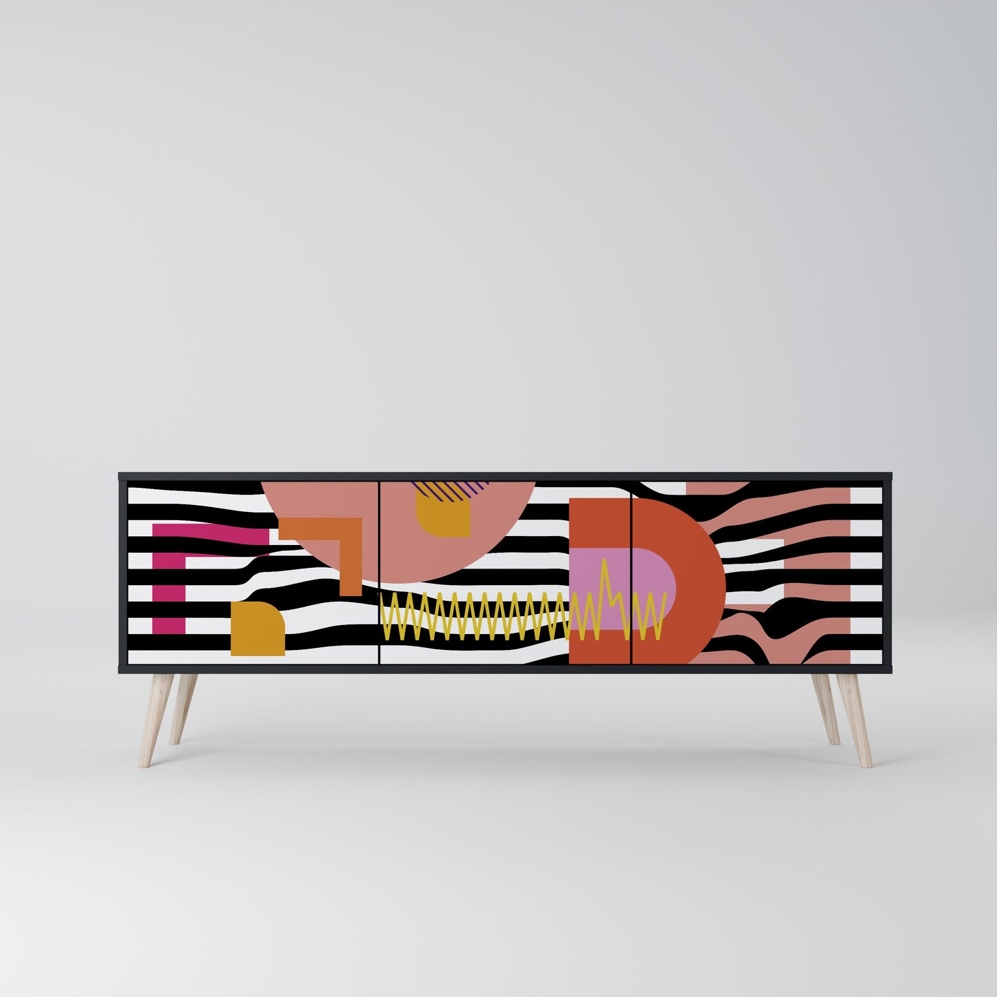 Mobile TV a 3 ante CHROMATIC ABSTRACT in finitura nera