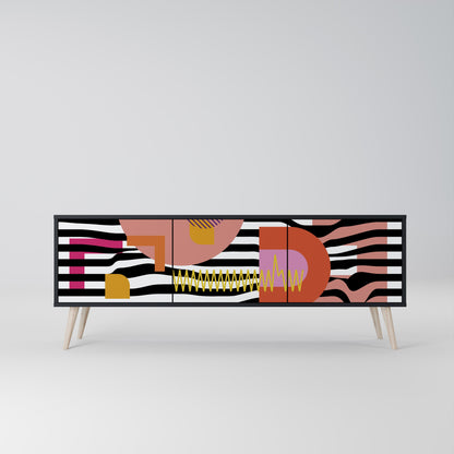 Mobile TV a 3 ante CHROMATIC ABSTRACT in finitura nera