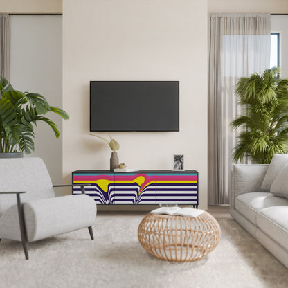 Mobile TV a 3 ante COLORFUL DIVERSION con finitura nera