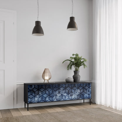 Mobile TV CUBIC MIST a 3 ante con finitura nera